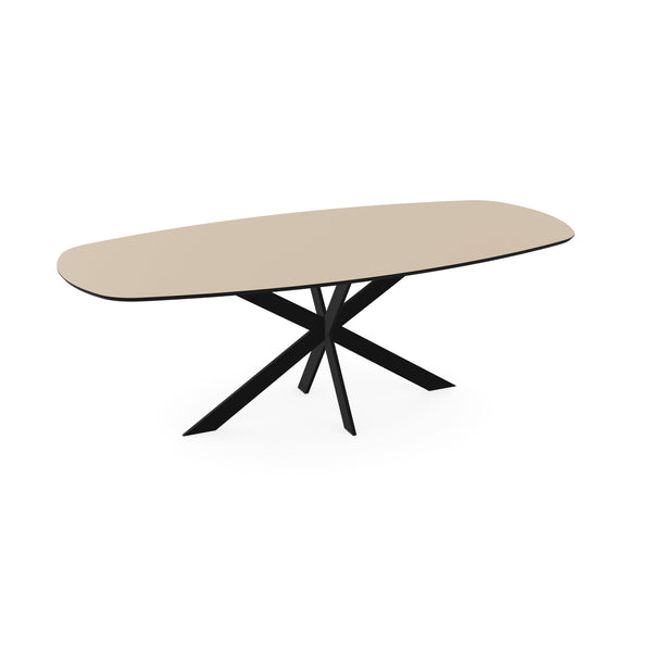 Melamine eettafel beige - Deens ovaal - Matrix ultra dun onderstel