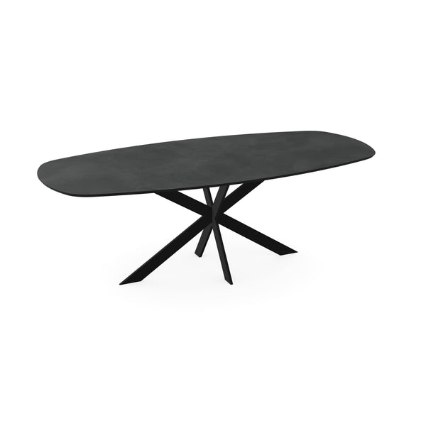Melamine eettafel beton donker - Deens ovaal - Matrix ultra dun onderstel