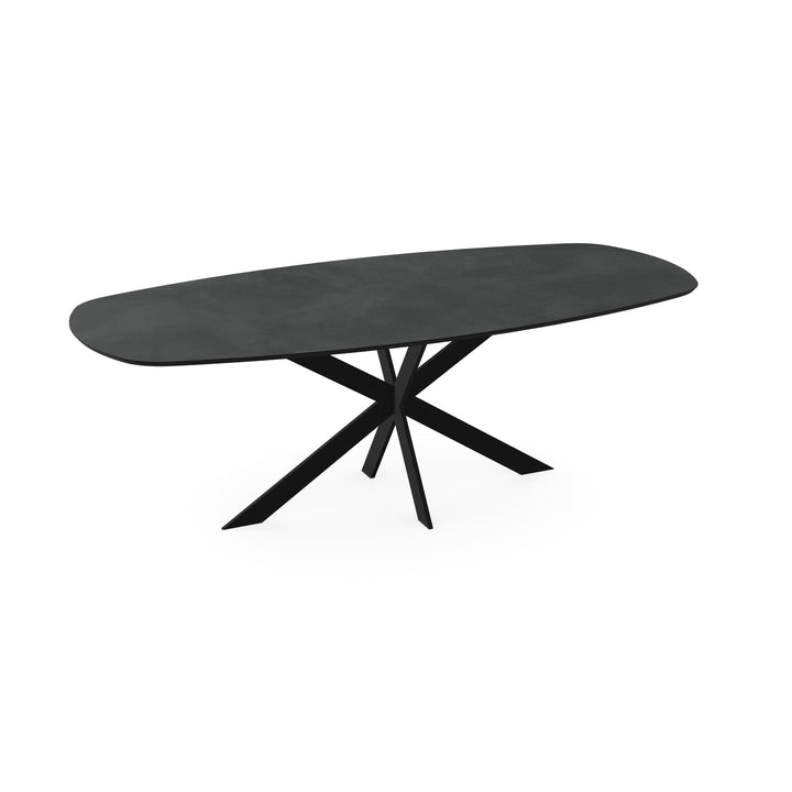 Melamine eettafel beton donker - Deens ovaal - Matrix ultra dun onderstel - {{ product.type }} - Kas20