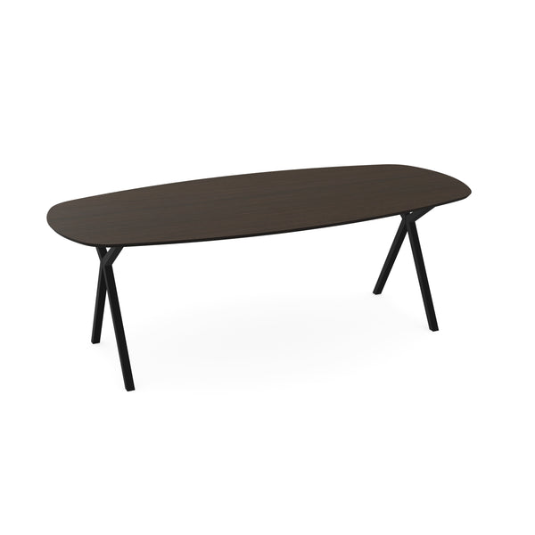 Melamine eettafel eiken bruin - Deens ovaal - Scissor zwart