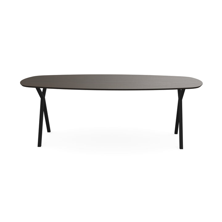 Melamine eettafel eiken bruin - Deens ovaal - Scissor zwart - {{ product.type }} - Kas20