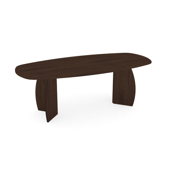 Melamine eettafel walnut - Deens ovaal - Maan poot
