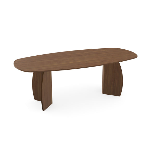 Melamine eettafel noten - Deens ovaal - Maan poot