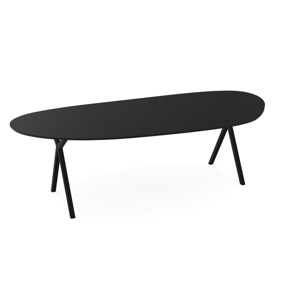 Melamine eettafel eiken zwart - Organisch Type A - Scissor onderstel