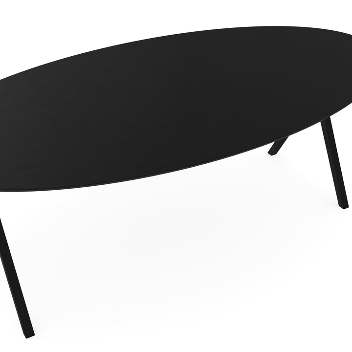 Melamine eettafel eiken zwart - Ovaal - Scissor onderstel - {{ product.type }} - Kas20