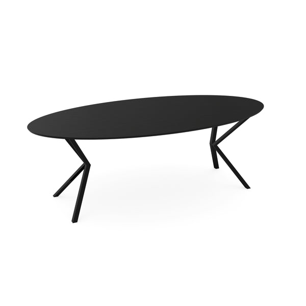 Melamine eettafel eiken zwart - Ovaal - VV onderstel