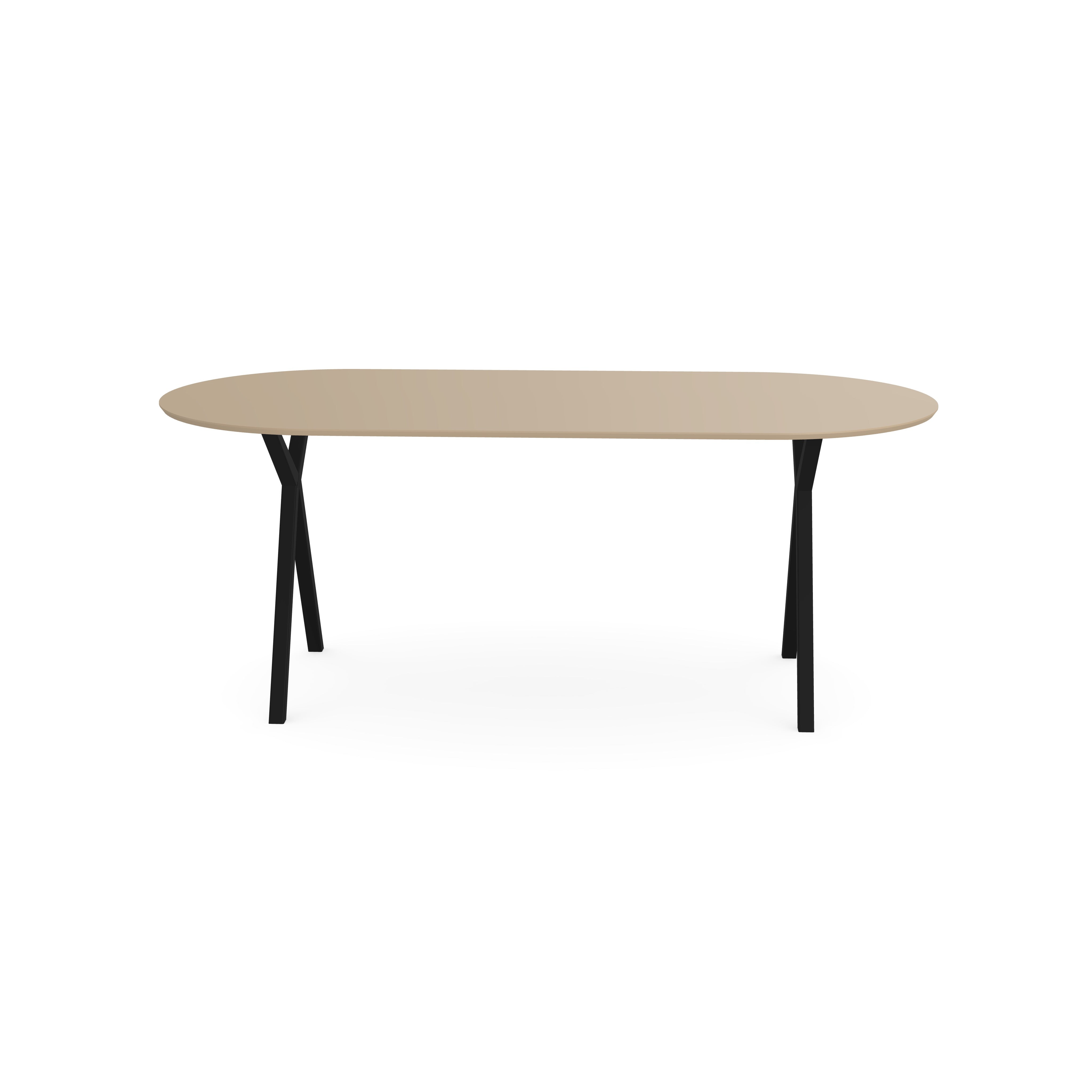 Melamine eettafel Dark Ecru - Plat ovaal - Scissor onderstel