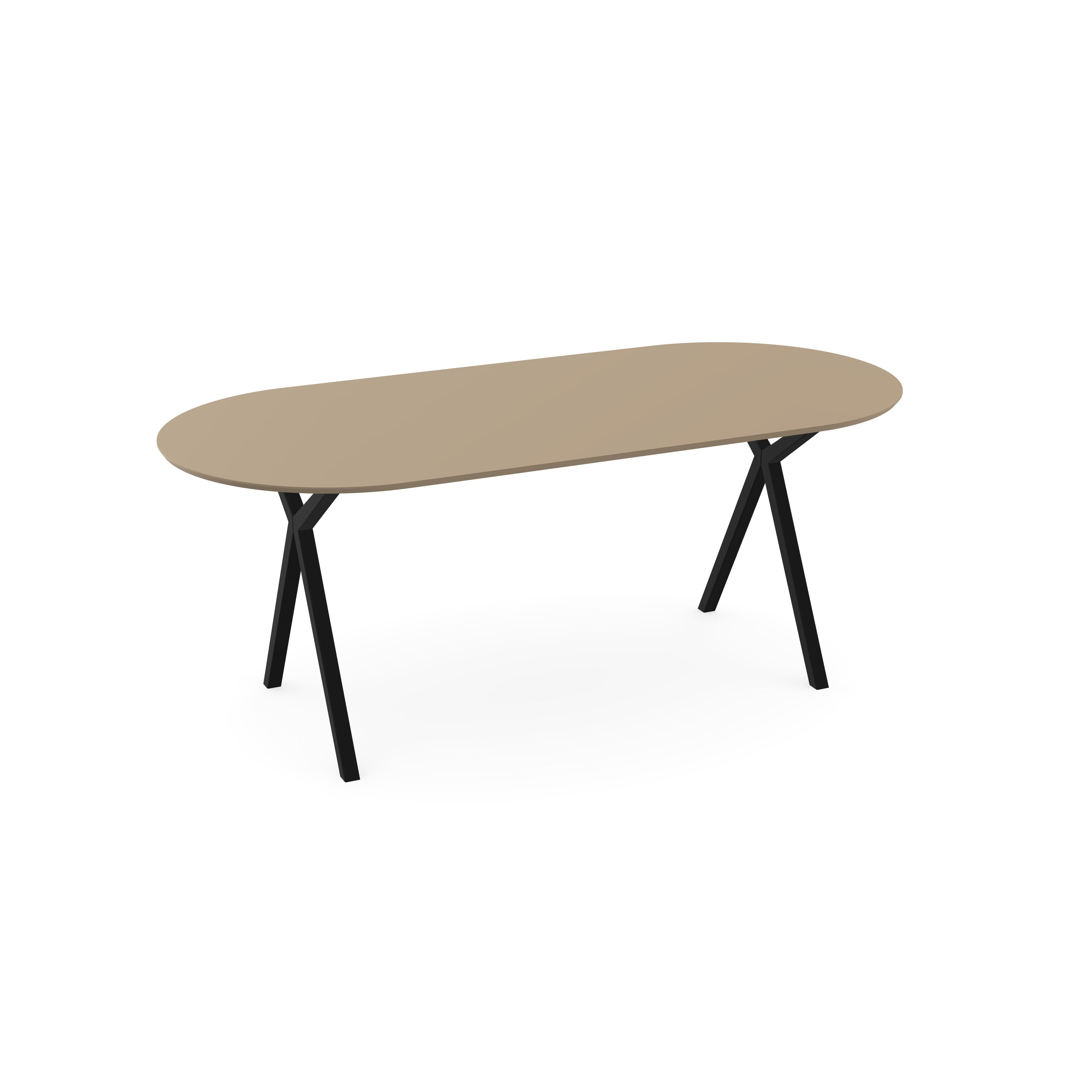 Melamine eettafel Dark Ecru - Plat ovaal - Scissor onderstel