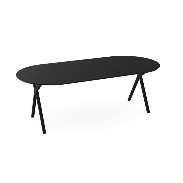 Melamine eettafel eiken zwart - Plat ovaal - Scissor onderstel - {{ product.type }} - Kas20