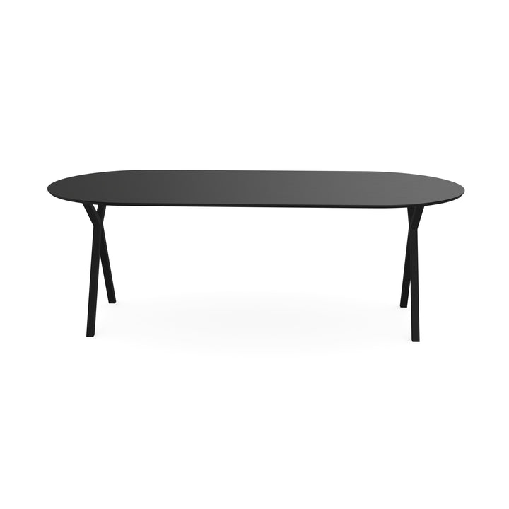 Melamine eettafel eiken zwart - Plat ovaal - Scissor onderstel - {{ product.type }} - Kas20