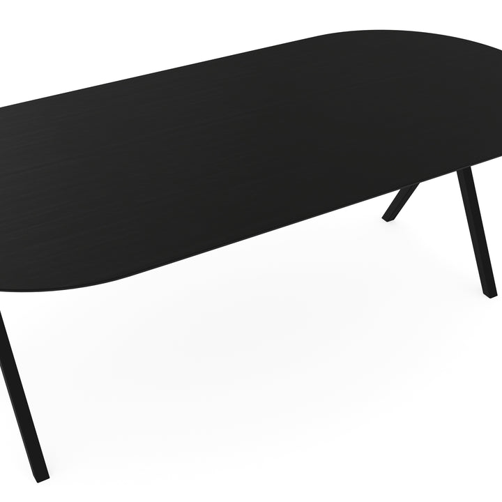 Melamine eettafel eiken zwart - Plat ovaal - Scissor onderstel - {{ product.type }} - Kas20