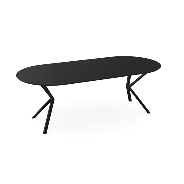 Melamine eettafel eiken zwart - Plat ovaal - VV onderstel