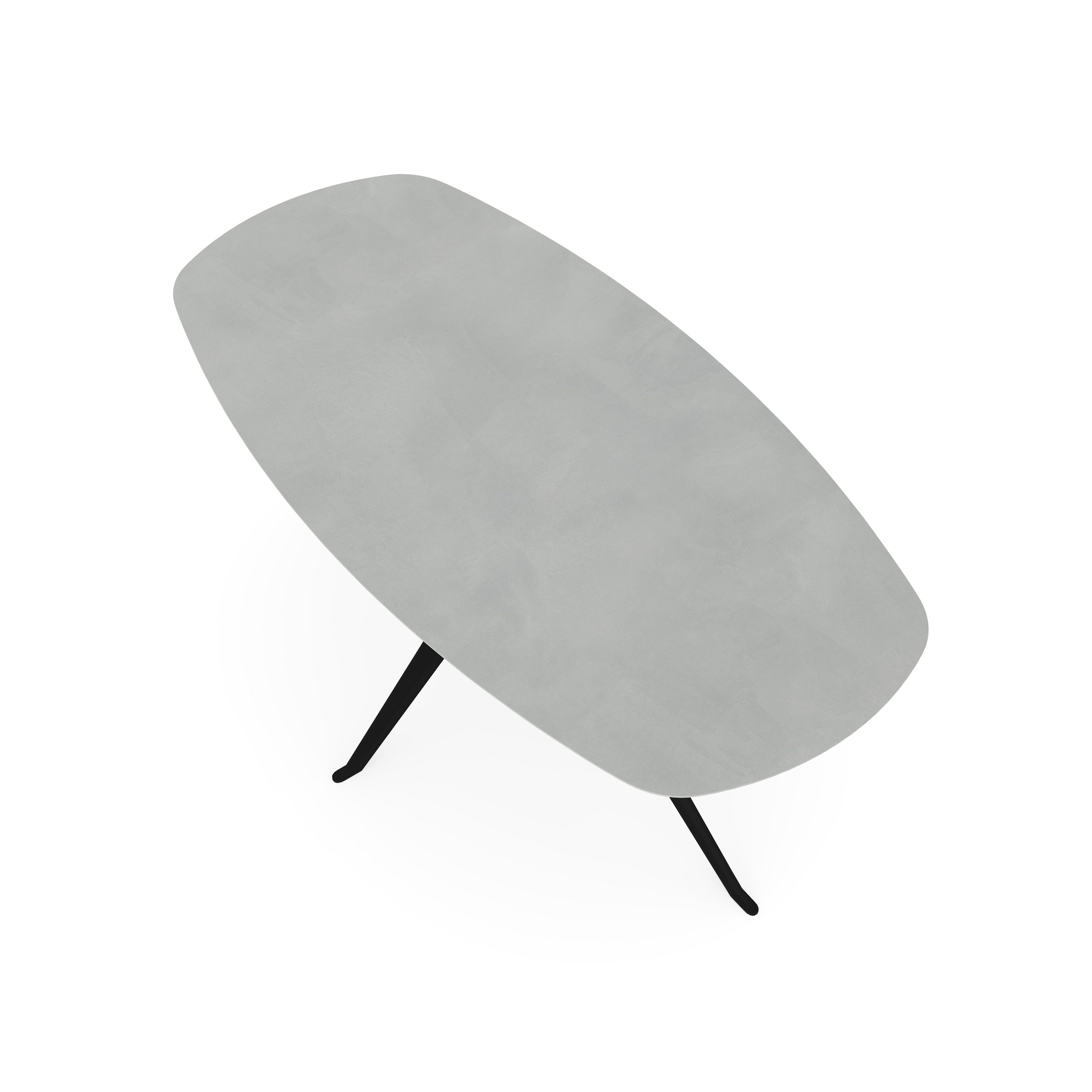 Melamine eettafel beton licht - Deens ovaal - Anna zwart