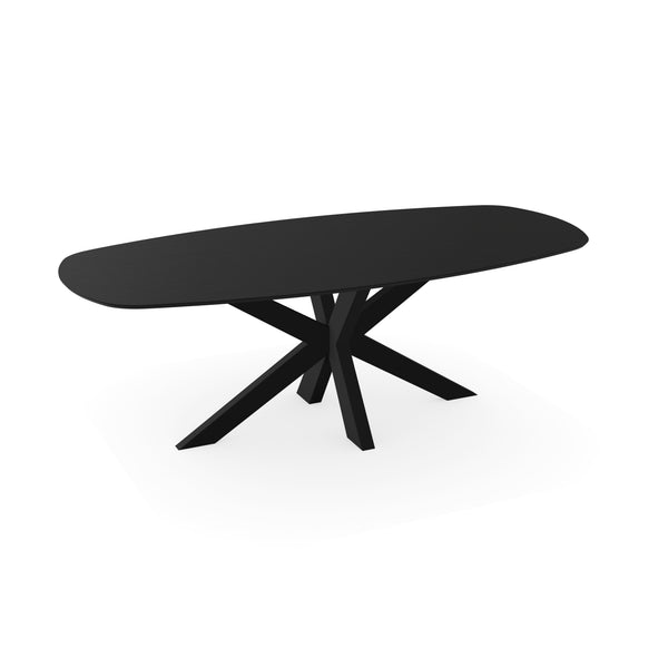 Melamine eettafel eiken zwart - Deens ovaal - Matrix dun zwart