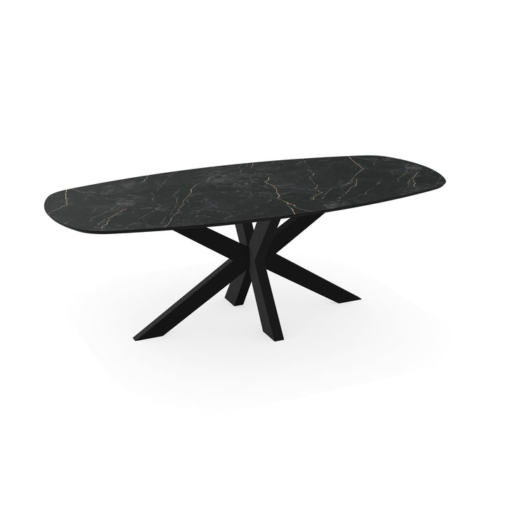 Melamine eettafel marmer zwart - Deens ovaal - Matrix dun onderstel - {{ product.type }} - Kas20