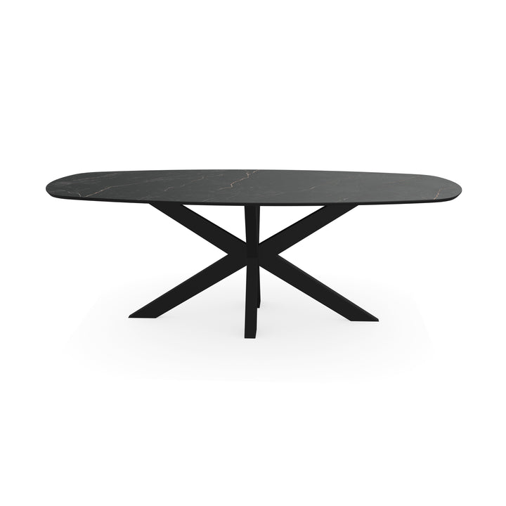 Melamine eettafel marmer zwart - Deens ovaal - Matrix dun onderstel - {{ product.type }} - Kas20