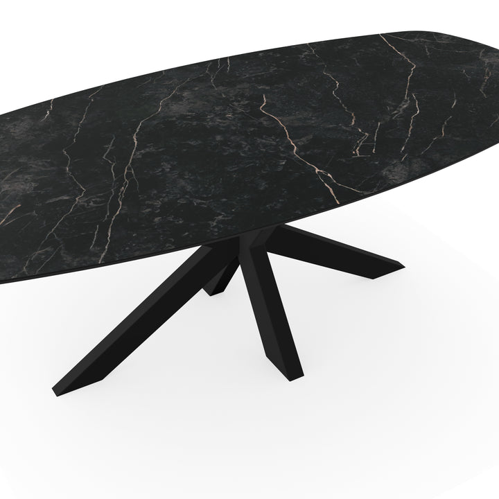 Melamine eettafel marmer zwart - Deens ovaal - Matrix dun onderstel - {{ product.type }} - Kas20