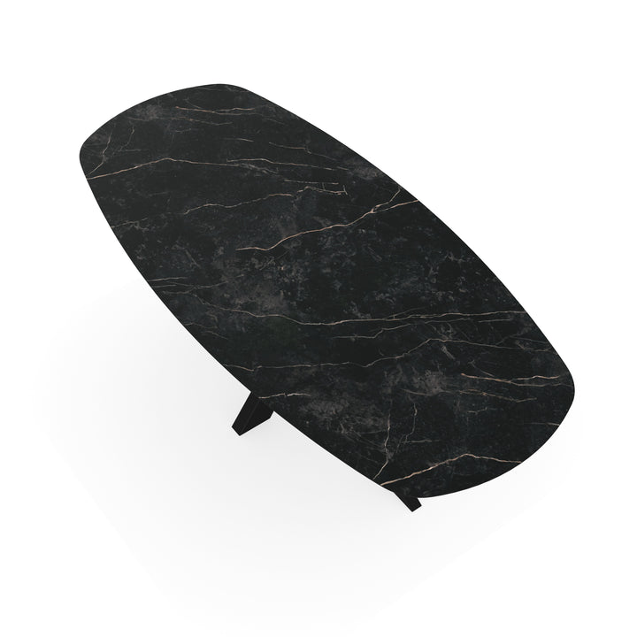 Melamine eettafel marmer zwart - Deens ovaal - Matrix dun onderstel - {{ product.type }} - Kas20