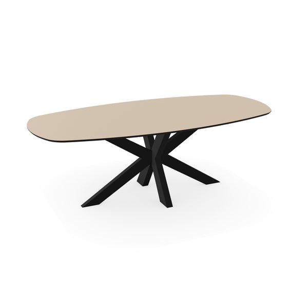Melamine eettafel beige - Deens ovaal - Matrix dun onderstel