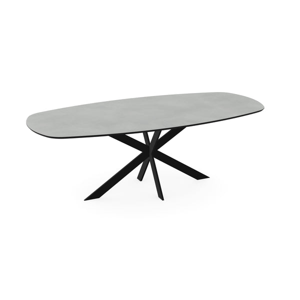 Melamine eettafel beton licht - Deens ovaal - Matrix ultra dun zwart