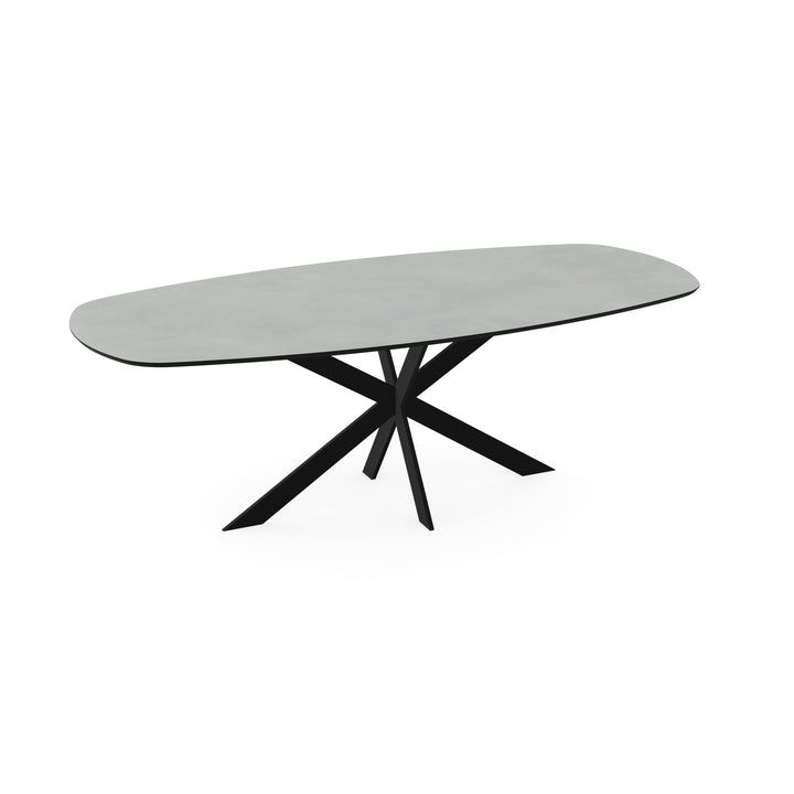 Melamine eettafel beton licht - Deens ovaal - Matrix ultra dun zwart - {{ product.type }} - Kas20