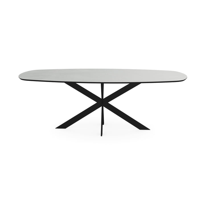 Melamine eettafel beton licht - Deens ovaal - Matrix ultra dun zwart - {{ product.type }} - Kas20