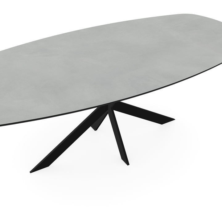 Melamine eettafel beton licht - Deens ovaal - Matrix ultra dun zwart - {{ product.type }} - Kas20