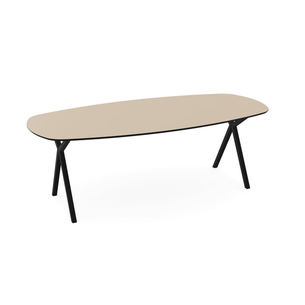 Melamine eettafel beige - Deens ovaal - Scissor zwart