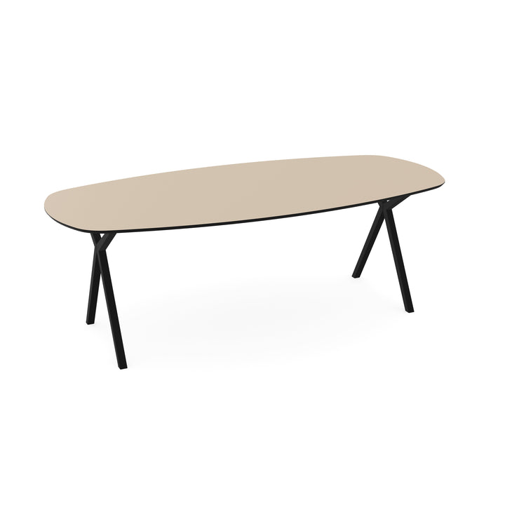 Melamine eettafel beige - Deens ovaal - Scissor zwart - {{ product.type }} - Kas20