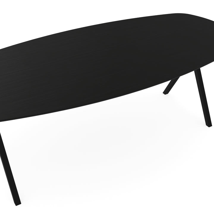 Melamine eettafel eiken zwart - Deens ovaal - Scissor onderstel - {{ product.type }} - Kas20