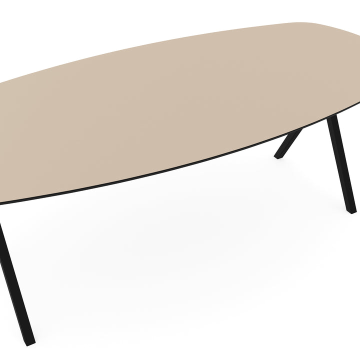 Melamine eettafel beige - Deens ovaal - Scissor zwart - {{ product.type }} - Kas20