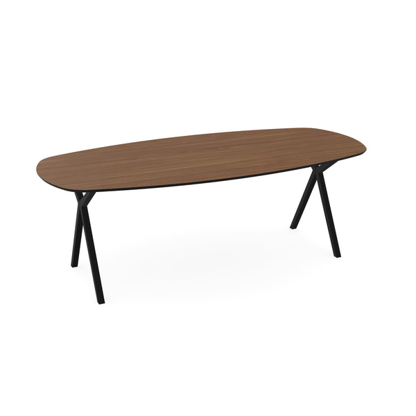 Melamine eettafel noten - Deens ovaal - Scissor zwart