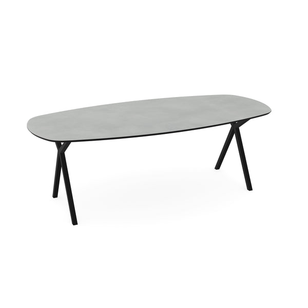 Melamine eettafel beton licht - Deens ovaal - Scissor zwart