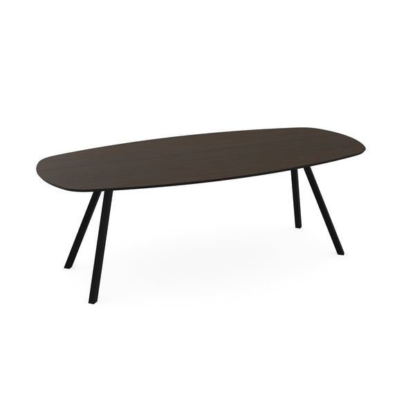 Melamine eettafel eiken bruin - Deens ovaal - Schuine i onderstel