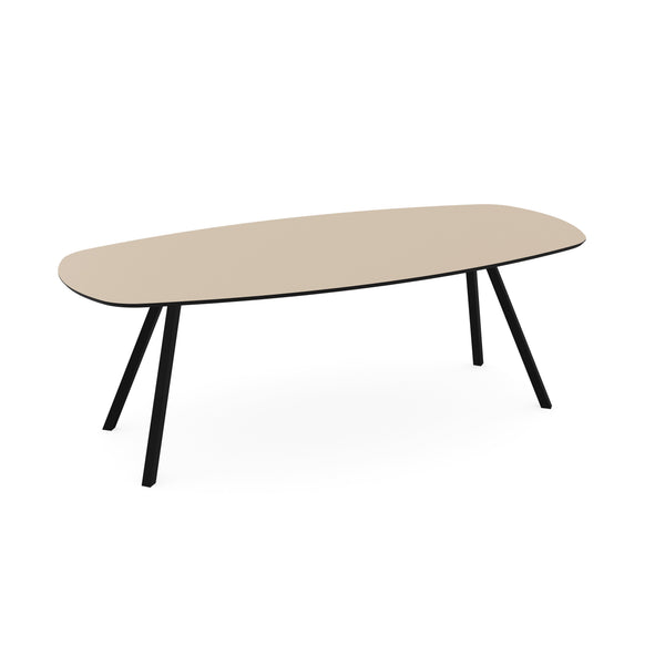 Melamine eettafel beige - Deens ovaal - Schuine i onderstel