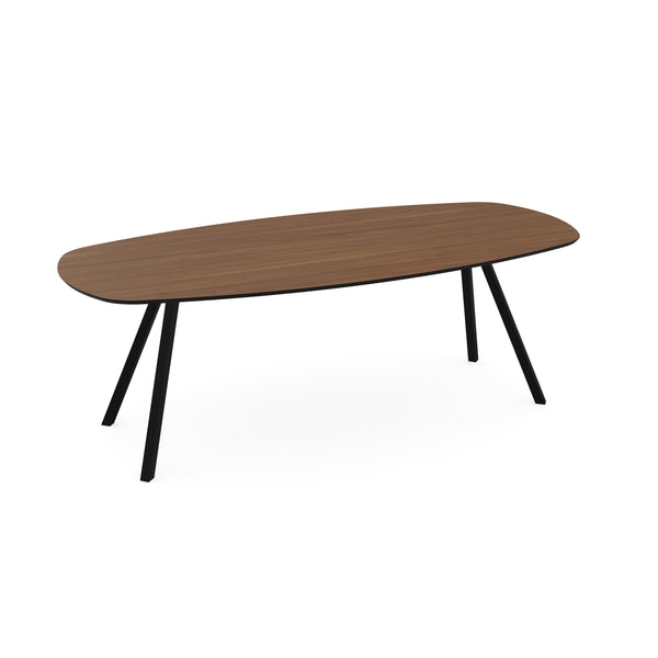 Melamine eettafel noten - Deens ovaal - Schuine i onderstel