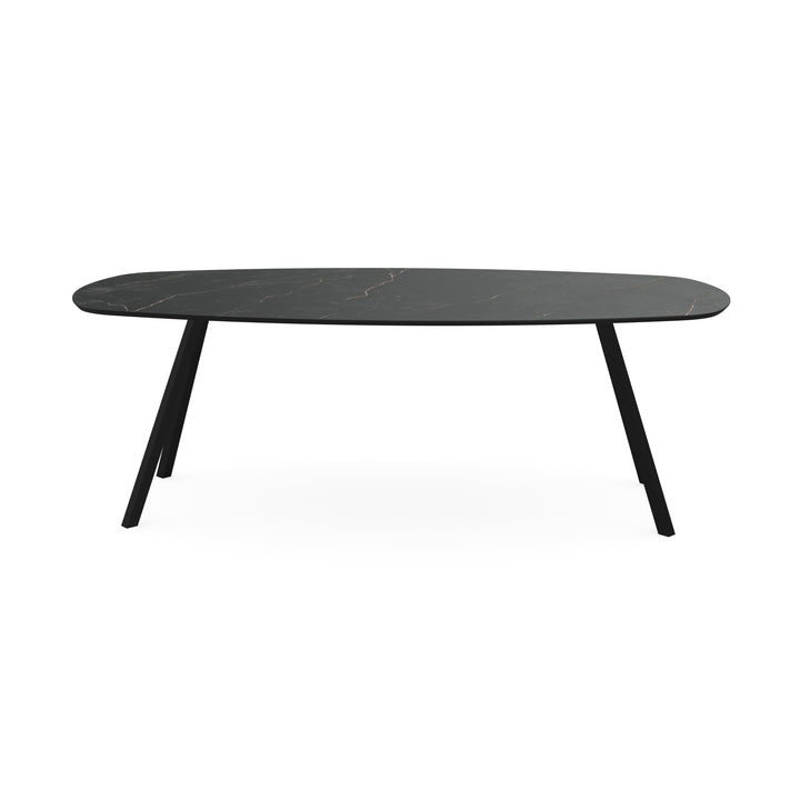 Melamine eettafel marmer zwart - Deens ovaal - Schuine i onderstel - {{ product.type }} - Kas20