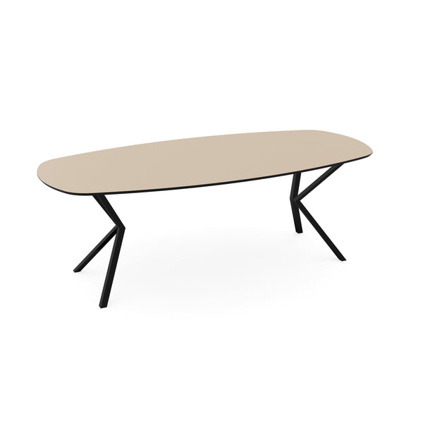 Melamine eettafel beige - Deens Ovaal - VV onderstel