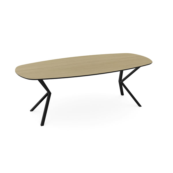 Melamine eettafel eiken licht - Deens ovaal - VV onderstel