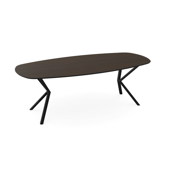 Melamine eettafel eiken bruin - Deens ovaal - VV onderstel