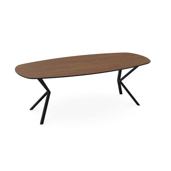 Melamine eettafel noten - Deens ovaal - VV zwart