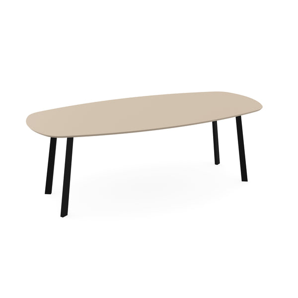 Melamine eettafel beige - Deens ovaal - I schuin zwart