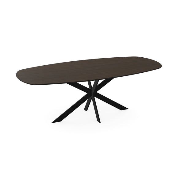 Melamine eettafel eiken bruin - Deens ovaal - Matrix ultra dun zwart