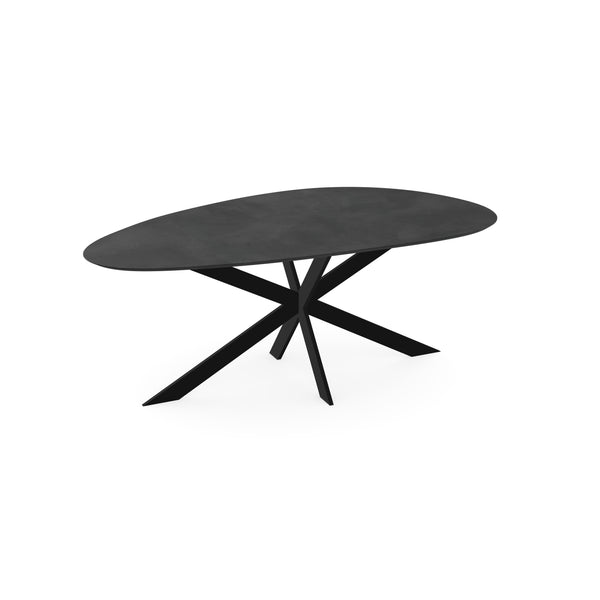 Melamine eettafel beton donker - Kiezel Type A - Matrix ultra dun onderstel - {{ product.type }} - Kas20