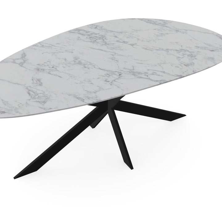 Melamine eettafel marmer wit - Kiezel Type A - Matrix ultra dun onderstel - {{ product.type }} - Kas20