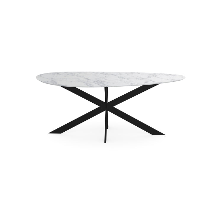 Melamine eettafel marmer wit - Kiezel Type A - Matrix ultra dun onderstel - {{ product.type }} - Kas20