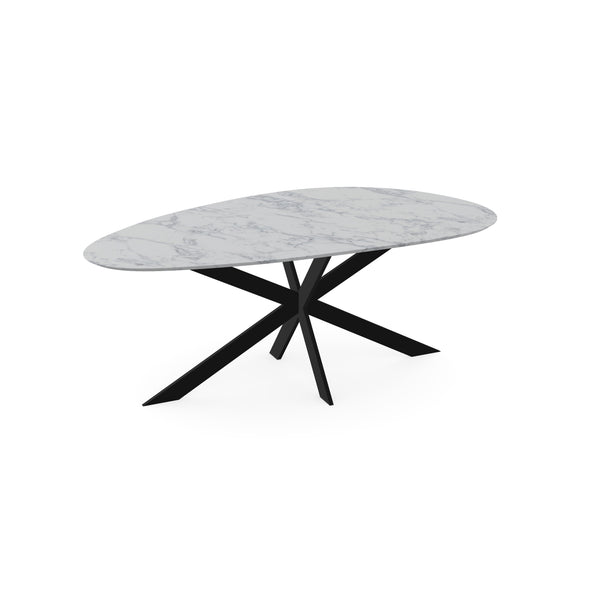 Melamine eettafel marmer wit - Kiezel Type A - Matrix ultra dun onderstel - {{ product.type }} - Kas20