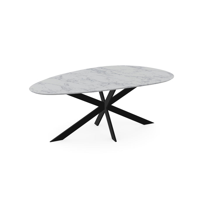 Melamine eettafel marmer wit - Kiezel Type A - Matrix ultra dun onderstel - {{ product.type }} - Kas20