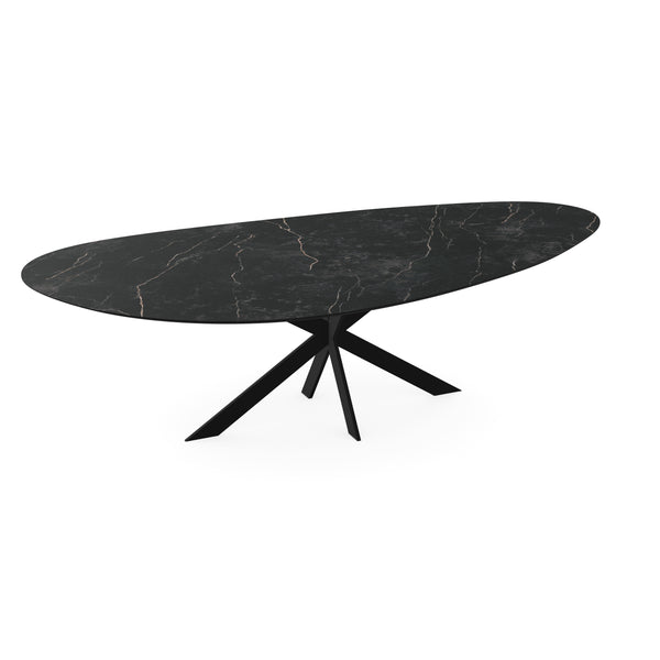 Melamine eettafel marmer zwart - Kiezel Type A - Matrix ultra dun onderstel - {{ product.type }} - Kas20