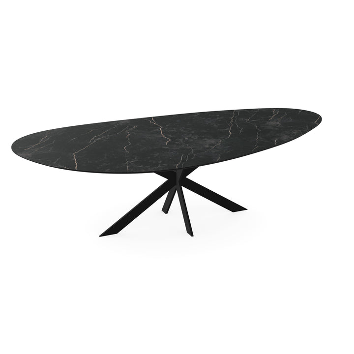 Melamine eettafel marmer zwart - Kiezel Type A - Matrix ultra dun onderstel - {{ product.type }} - Kas20
